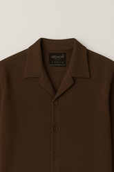 Waffle Knit Resort Collar Full Shirt - British Tan